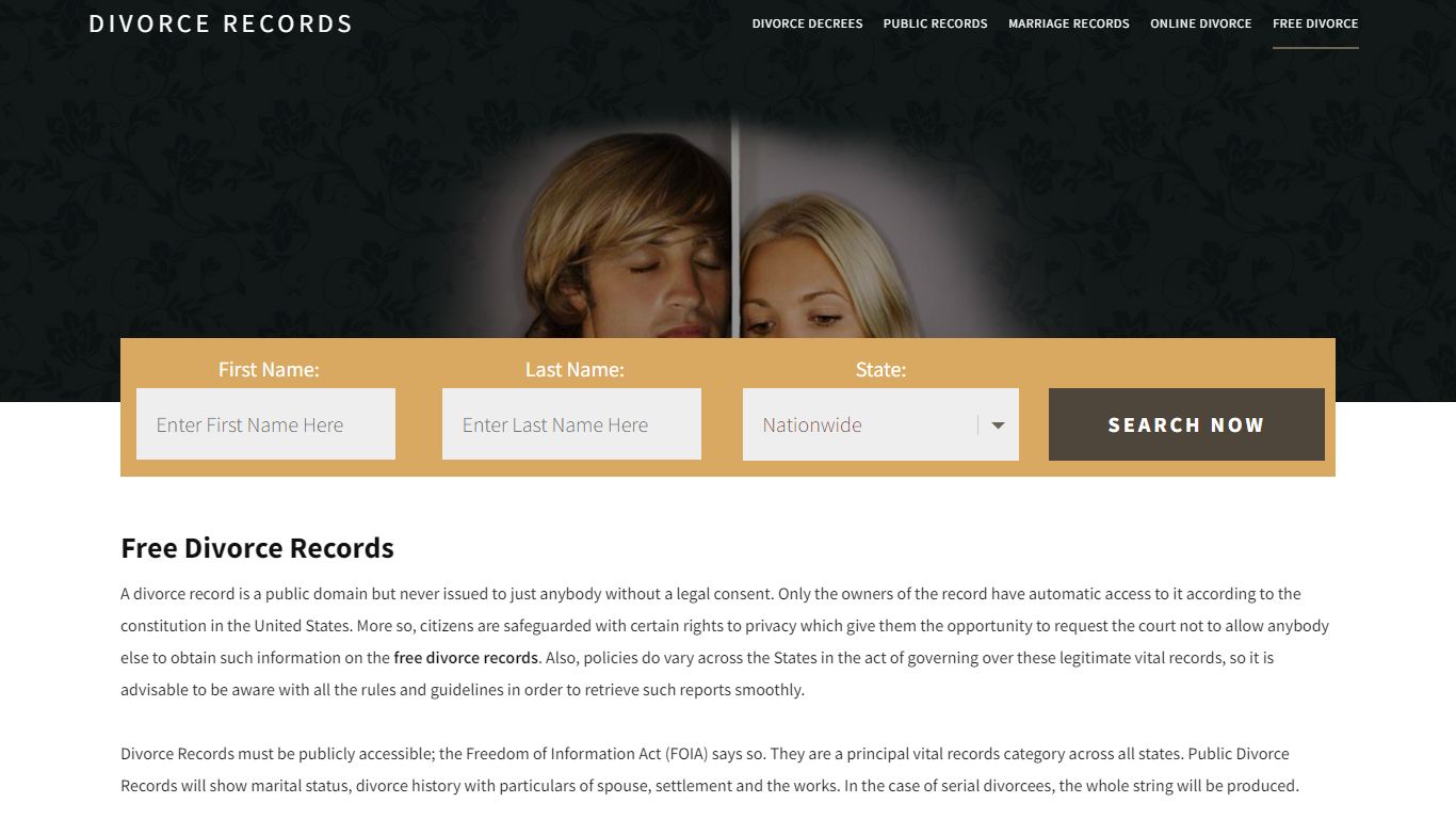 Free Divorce Records | Enter Name & Search | 14 Days FREE